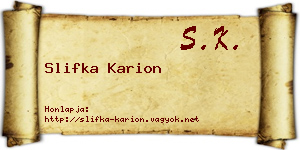Slifka Karion névjegykártya